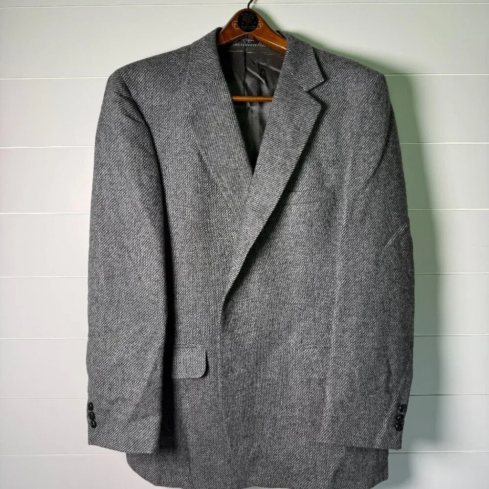 American Craftsman Blazer Mens Herringbone Black Wool Sport Coat